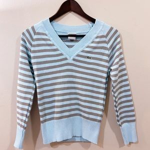 Lacoste Sweater V neck Pullover Sweater with tiny hole